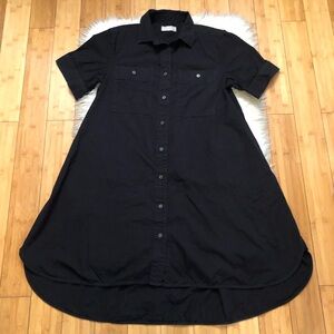 Everlane Lagenlook Minimalist Oversized Cotton Black High Low Shirt Dress size M